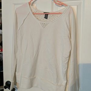 Rue 21 white floral detail sweater